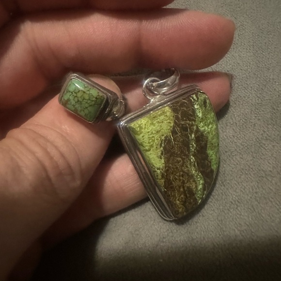 Sterling Silver Gaspeite Pendent Ring Sterling size 6.5 Women's /Men,s - Picture 6 of 14